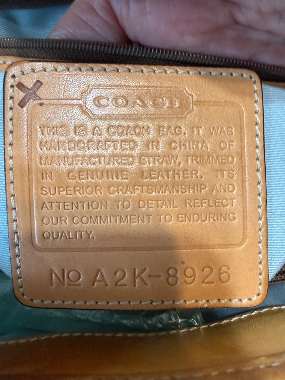 Coach Cream Canvas Tote with Tan Leather Trim